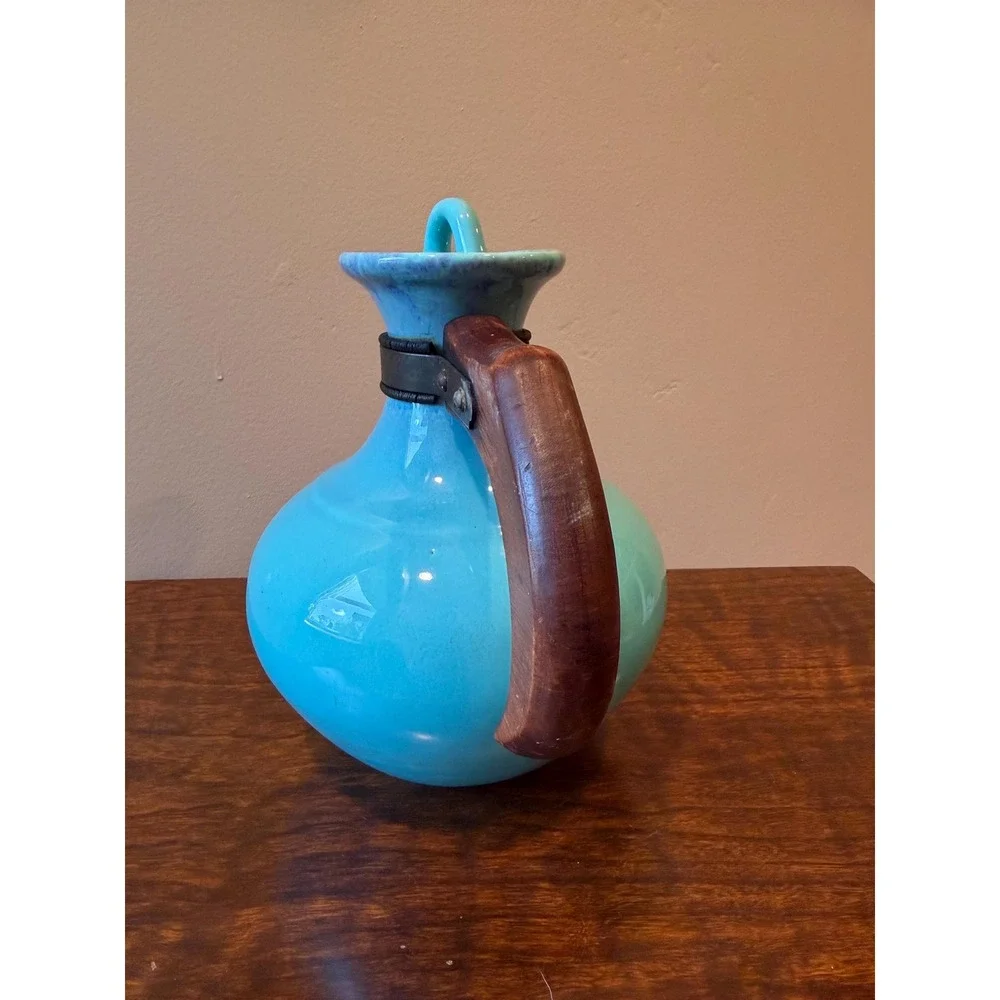 Vintage Gladding McBean El Patio Glacial Blue Drip Glaze Coffee Carafe